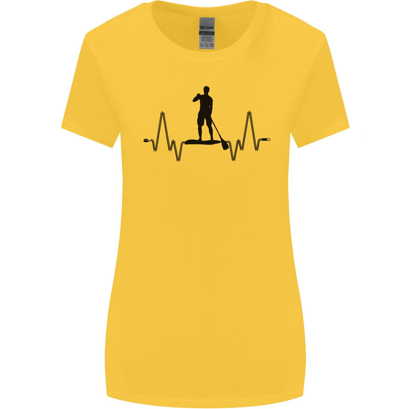 Paddleboard ECG Paddleboarding Pulse Womens Wider Cut T-Shirt Yellow