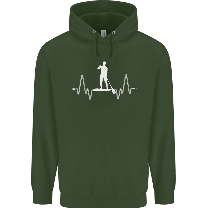 Paddleboard Pulse Paddle Boarding ECG Childrens Kids Hoodie Forest Green