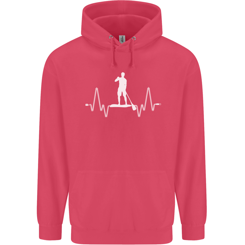 Paddleboard Pulse Paddle Boarding ECG Childrens Kids Hoodie Heliconia