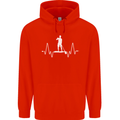 Paddleboard Pulse Paddle Boarding ECG Mens 80% Cotton Hoodie Bright Red