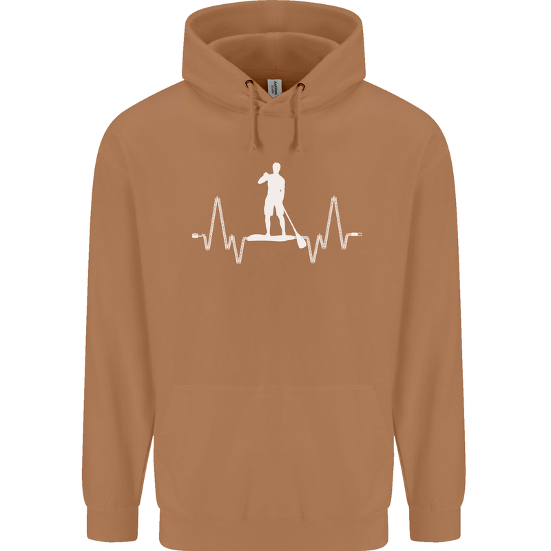 Paddleboard Pulse Paddle Boarding ECG Mens 80% Cotton Hoodie Caramel Latte
