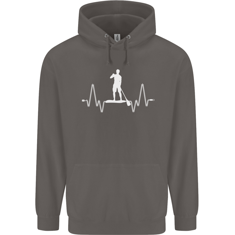 Paddleboard Pulse Paddle Boarding ECG Mens 80% Cotton Hoodie Charcoal