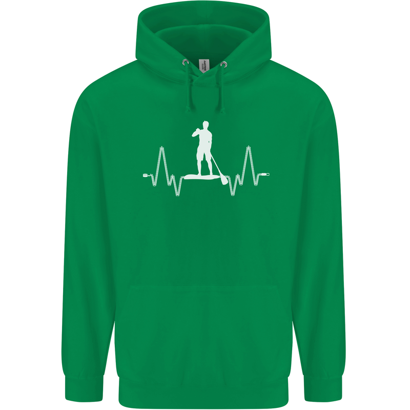 Paddleboard Pulse Paddle Boarding ECG Mens 80% Cotton Hoodie Irish Green