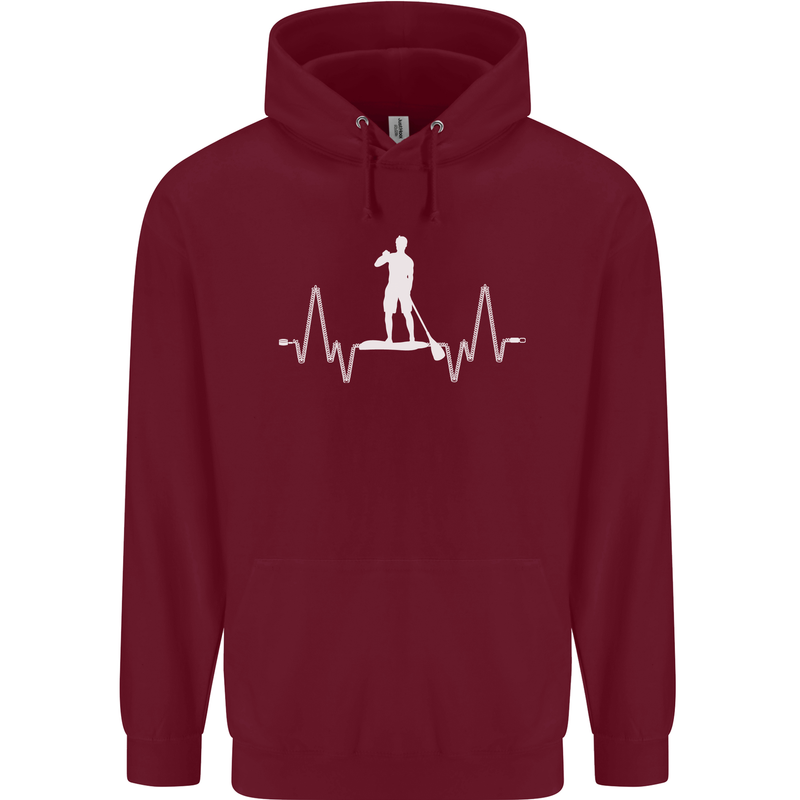 Paddleboard Pulse Paddle Boarding ECG Mens 80% Cotton Hoodie Maroon