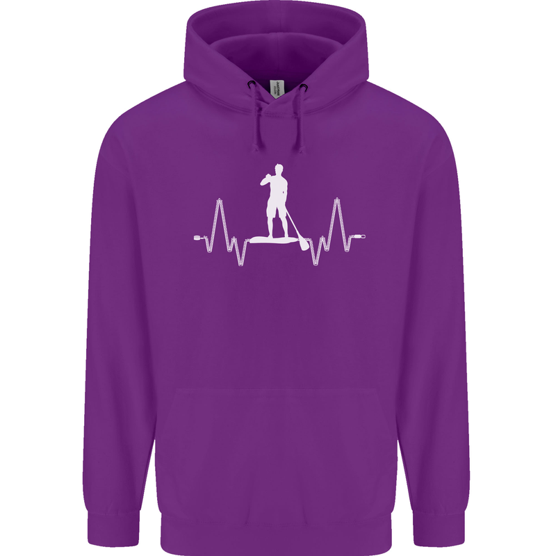 Paddleboard Pulse Paddle Boarding ECG Mens 80% Cotton Hoodie Purple