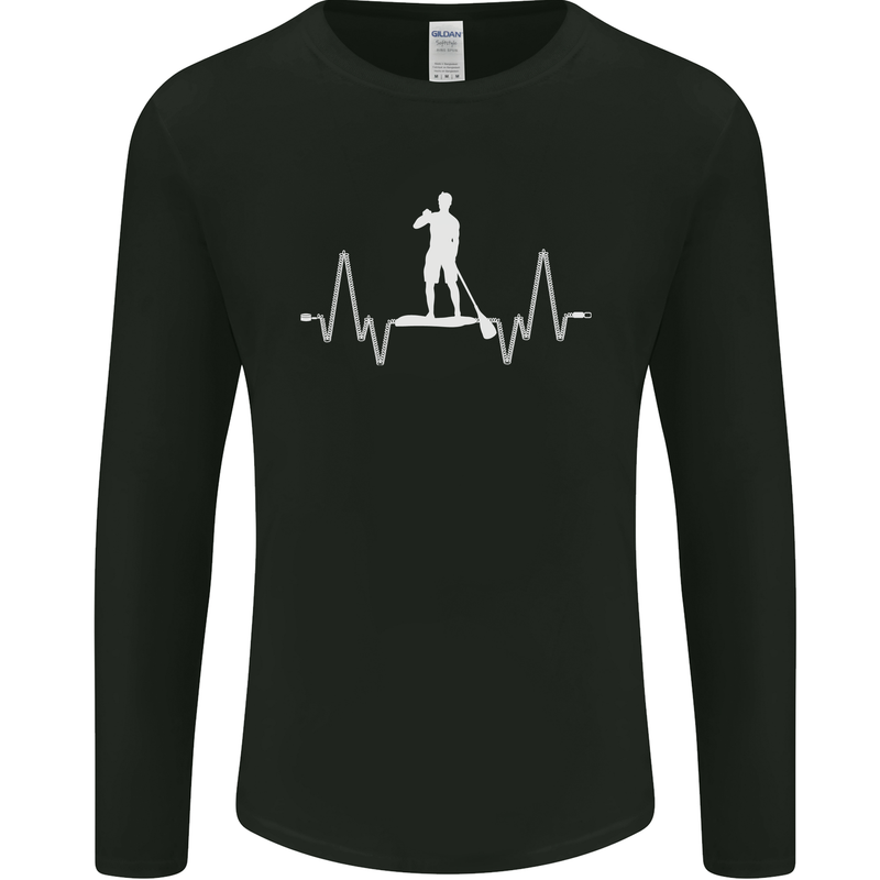 Paddleboard Pulse Paddle Boarding ECG Mens Long Sleeve T-Shirt Black