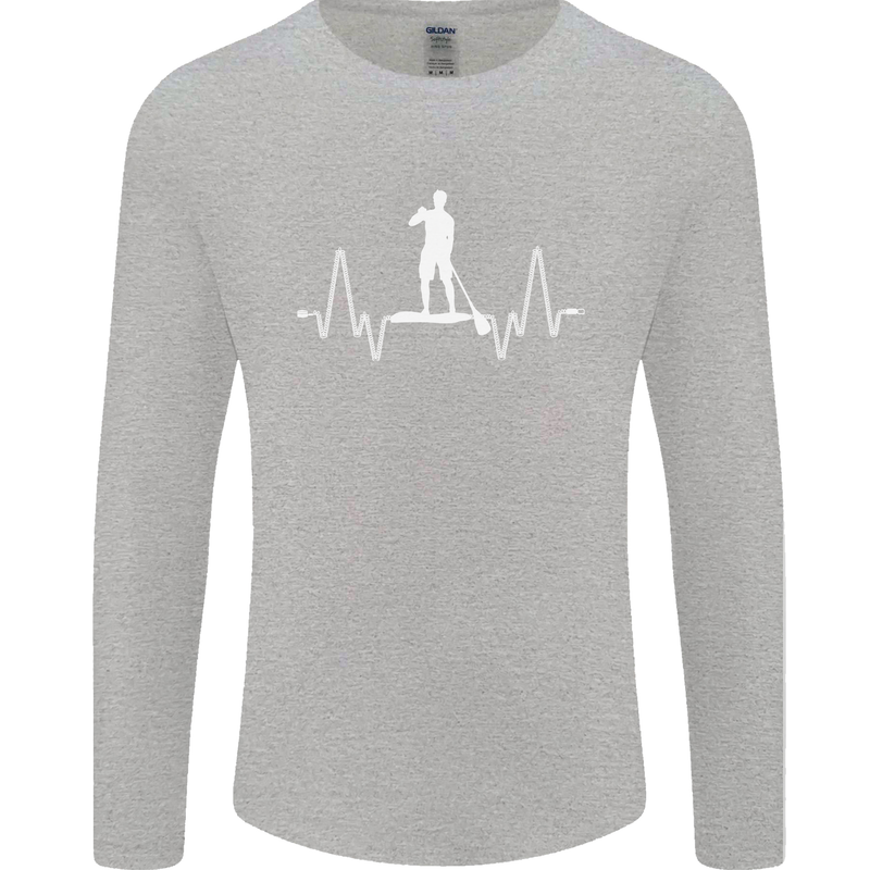 Paddleboard Pulse Paddle Boarding ECG Mens Long Sleeve T-Shirt Sports Grey