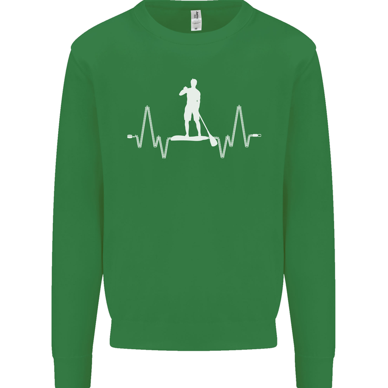 Paddleboard Pulse Paddle Boarding ECG Mens Sweatshirt Jumper Irish Green