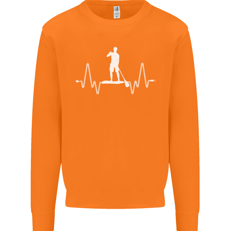 Paddleboard Pulse Paddle Boarding ECG Mens Sweatshirt Jumper Orange