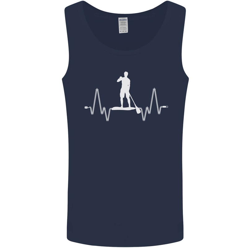 Paddleboard Pulse Paddle Boarding ECG Mens Vest Tank Top Navy Blue