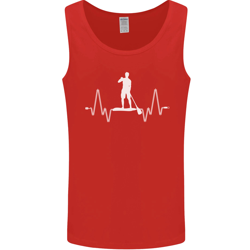 Paddleboard Pulse Paddle Boarding ECG Mens Vest Tank Top Red