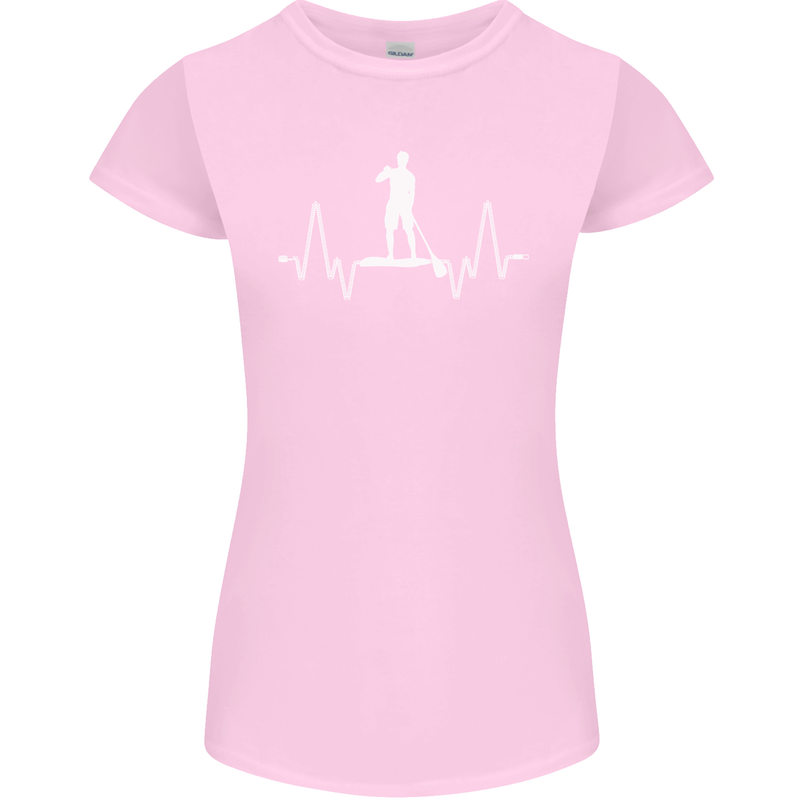 Paddleboard Pulse Paddle Boarding ECG Womens Petite Cut T-Shirt Light Pink