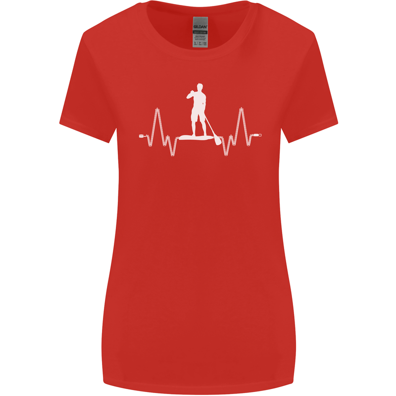 Paddleboard Pulse Paddle Boarding ECG Womens Wider Cut T-Shirt Red