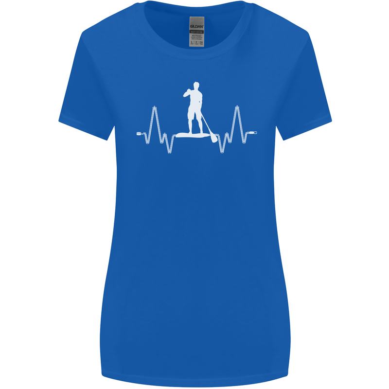Paddleboard Pulse Paddle Boarding ECG Womens Wider Cut T-Shirt Royal Blue