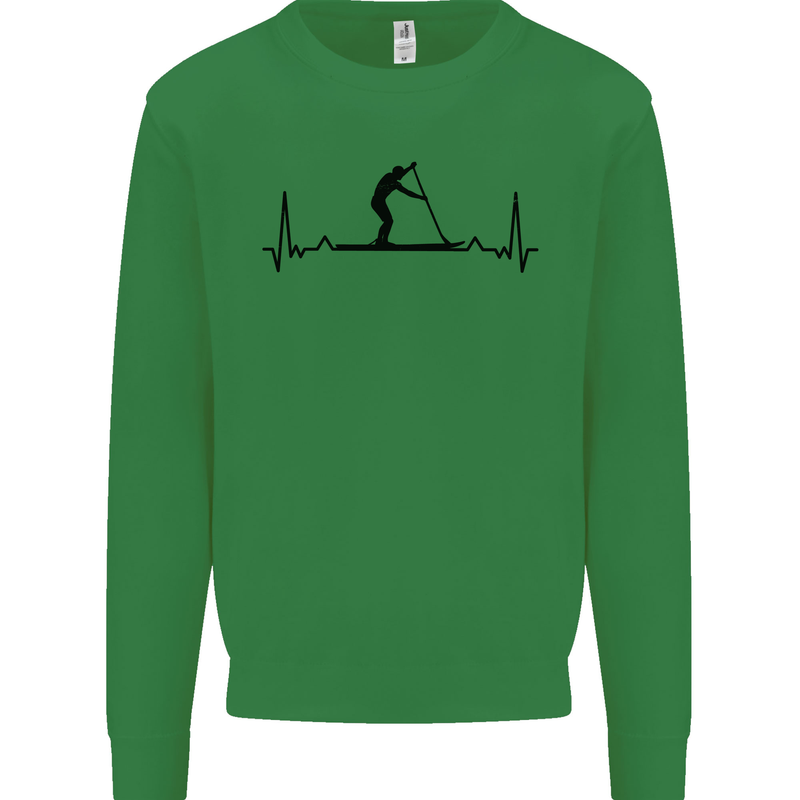 Paddleboarding ECG Paddleboard Pulse Kids Sweatshirt Jumper Irish Green