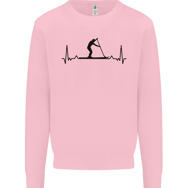 Paddleboarding ECG Paddleboard Pulse Kids Sweatshirt Jumper Light Pink