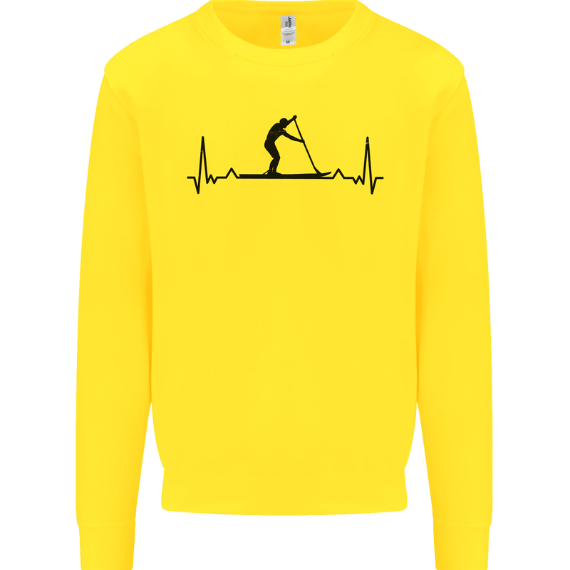 Paddleboarding ECG Paddleboard Pulse Kids Sweatshirt Jumper Yellow