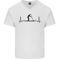 Paddleboarding ECG Paddleboard Pulse Mens V-Neck Cotton T-Shirt White