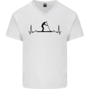 Paddleboarding ECG Paddleboard Pulse Mens V-Neck Cotton T-Shirt White