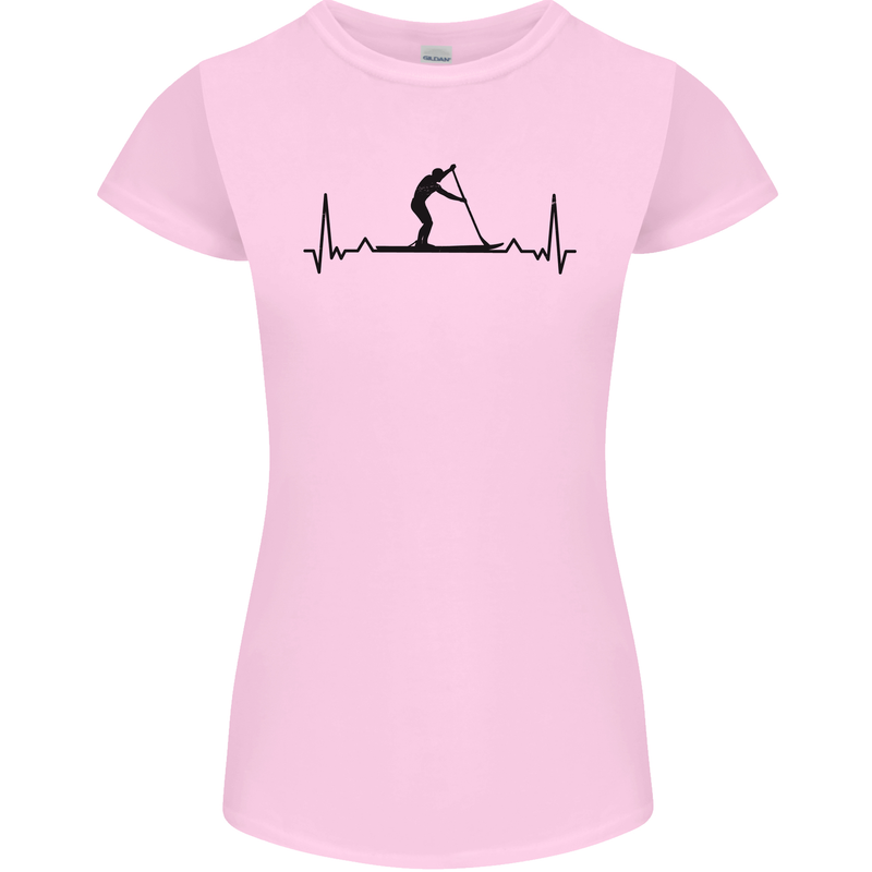 Paddleboarding ECG Paddleboard Pulse Womens Petite Cut T-Shirt Light Pink