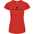 Paddleboarding ECG Paddleboard Pulse Womens Petite Cut T-Shirt Red
