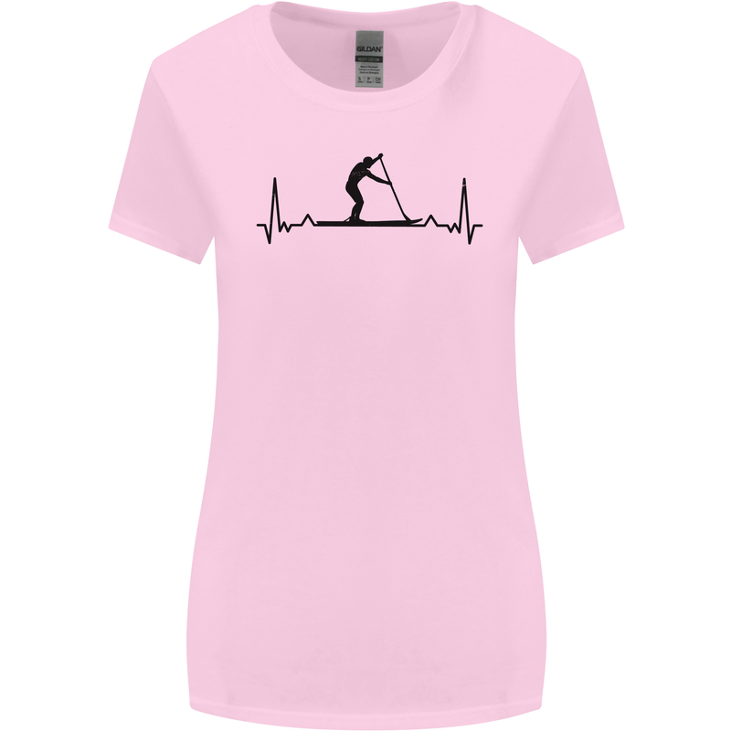 Paddleboarding ECG Paddleboard Pulse Womens Wider Cut T-Shirt Light Pink