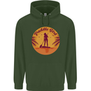 Paddleboarding Girl Childrens Kids Hoodie Forest Green