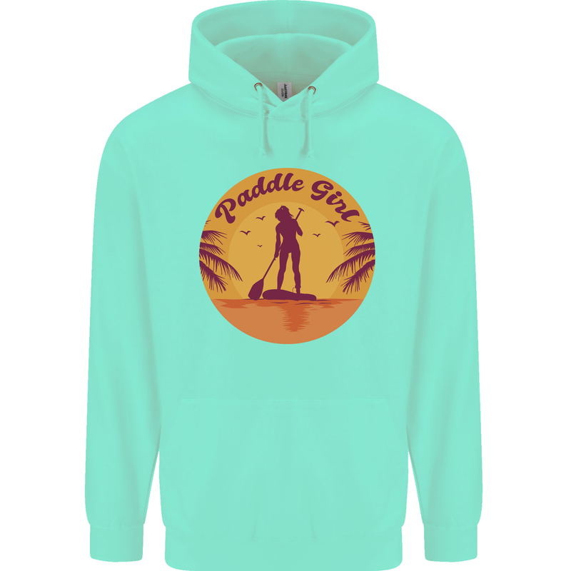 Paddleboarding Girl Childrens Kids Hoodie Peppermint