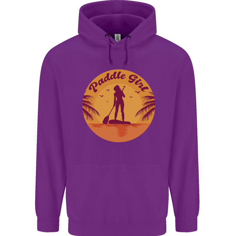 Paddleboarding Girl Childrens Kids Hoodie Purple