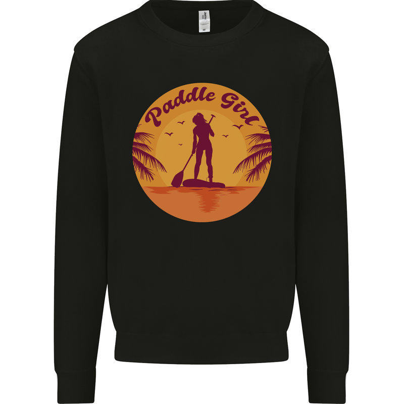 Paddleboarding Girl Kids Sweatshirt Jumper Black