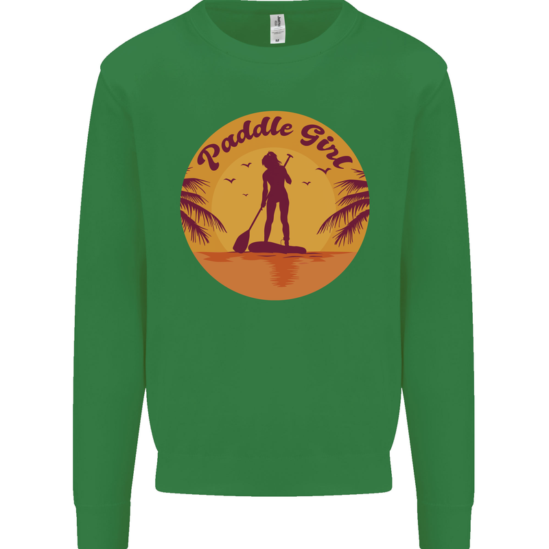 Paddleboarding Girl Kids Sweatshirt Jumper Irish Green