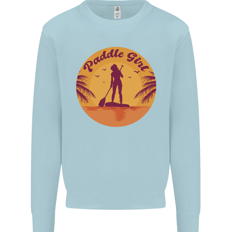 Paddleboarding Girl Kids Sweatshirt Jumper Light Blue