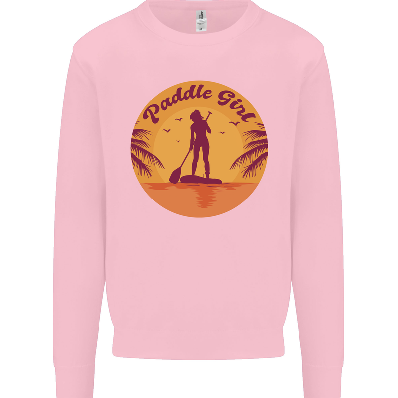 Paddleboarding Girl Kids Sweatshirt Jumper Light Pink