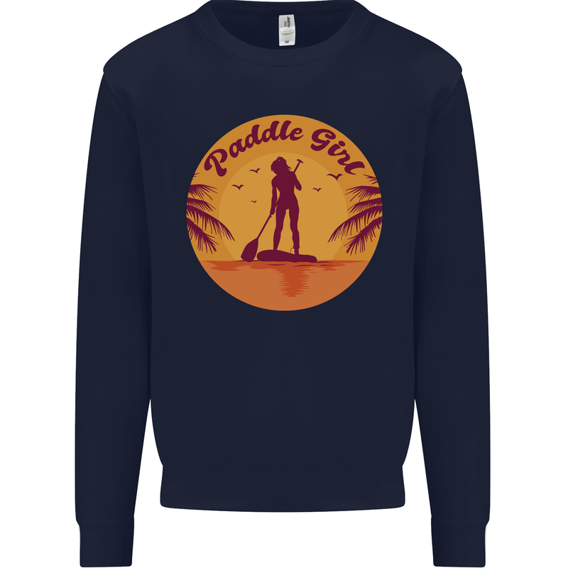 Paddleboarding Girl Kids Sweatshirt Jumper Navy Blue