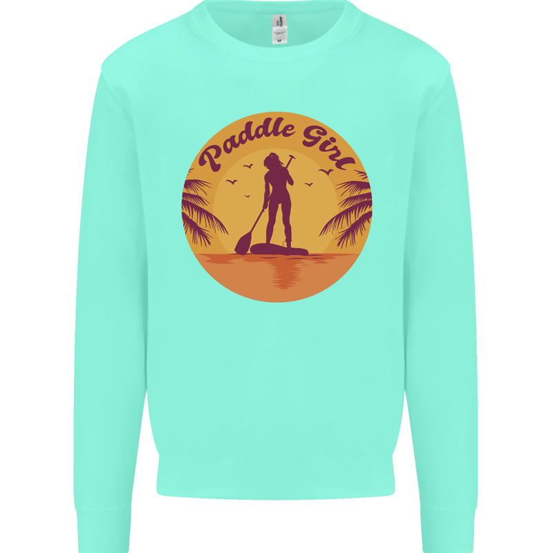 Paddleboarding Girl Kids Sweatshirt Jumper Peppermint