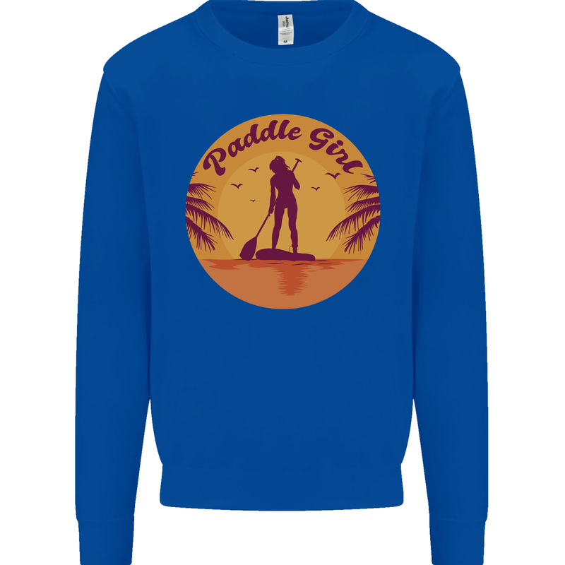 Paddleboarding Girl Kids Sweatshirt Jumper Royal Blue