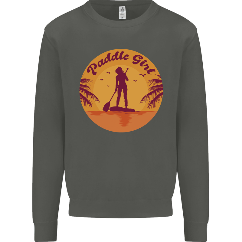 Paddleboarding Girl Kids Sweatshirt Jumper Storm Grey