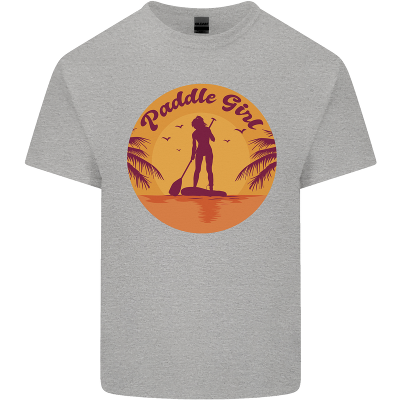 Paddleboarding Girl Kids T-Shirt Childrens Sports Grey