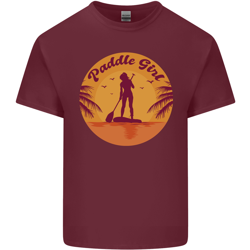 Paddleboarding Girl Mens Cotton T-Shirt Tee Top Maroon