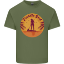 Paddleboarding Girl Mens Cotton T-Shirt Tee Top Military Green