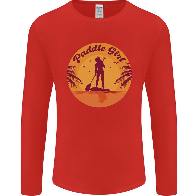 Paddleboarding Girl Mens Long Sleeve T-Shirt Red