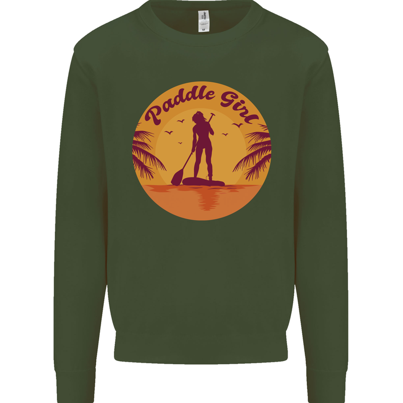 Paddleboarding Girl Mens Sweatshirt Jumper Forest Green