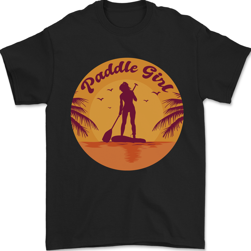 Paddleboarding Girl Mens T-Shirt 100% Cotton Black