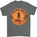 Paddleboarding Girl Mens T-Shirt 100% Cotton Charcoal