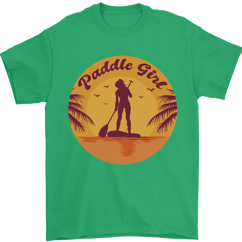 Paddleboarding Girl Mens T-Shirt 100% Cotton Irish Green