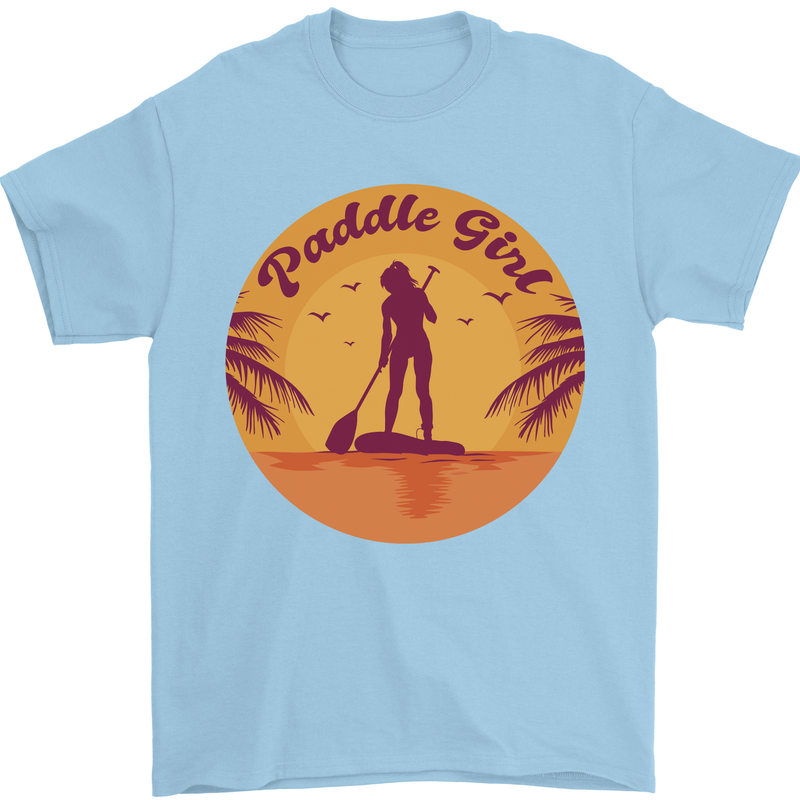 Paddleboarding Girl Mens T-Shirt 100% Cotton Light Blue