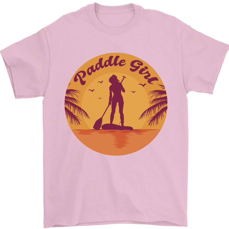 Paddleboarding Girl Mens T-Shirt 100% Cotton Light Pink