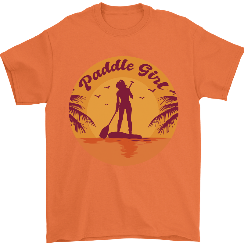 Paddleboarding Girl Mens T-Shirt 100% Cotton Orange