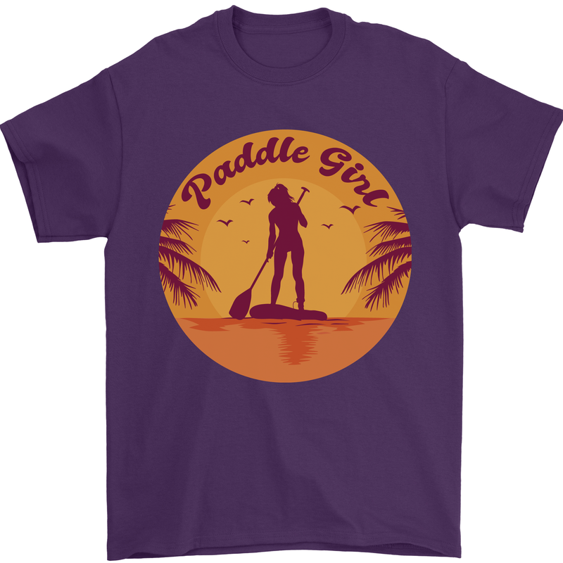 Paddleboarding Girl Mens T-Shirt 100% Cotton Purple