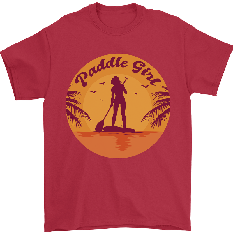 Paddleboarding Girl Mens T-Shirt 100% Cotton Red